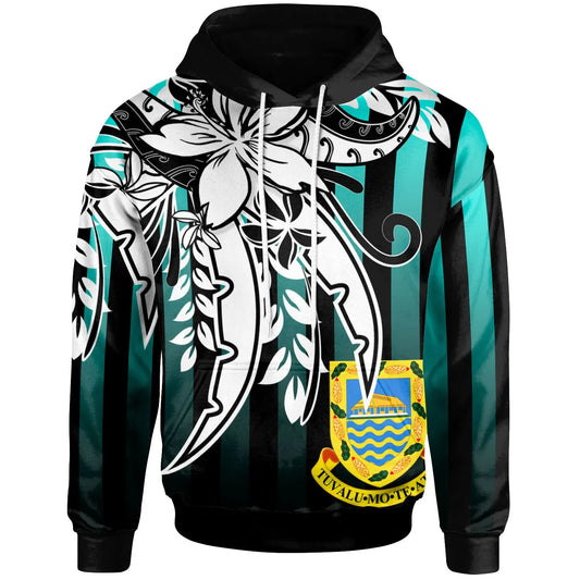 Tuvalu Hoodie - Cyan Vertical Stripes Style