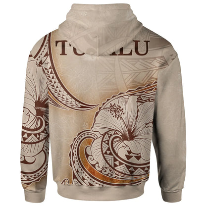 Tuvalu Hoodie - Hibiscus Flowers Vintage Style
