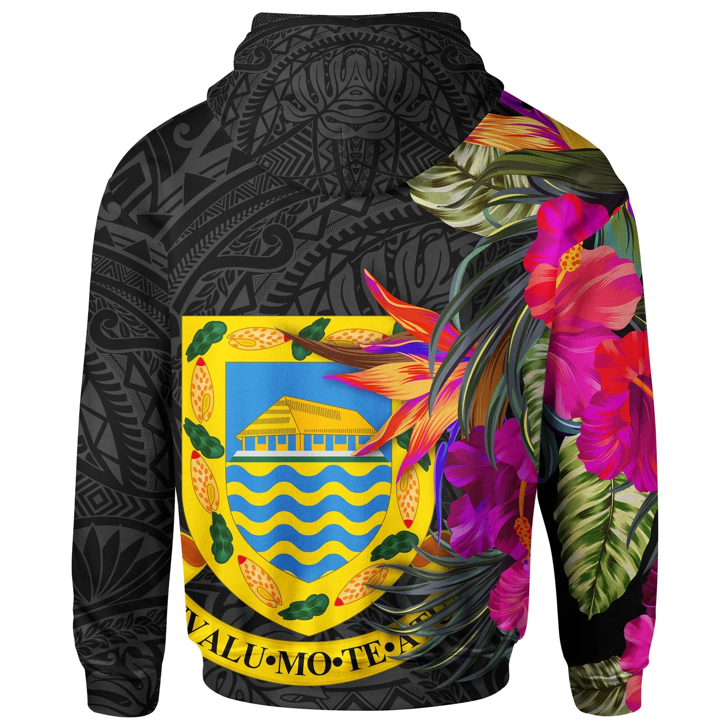 Tuvalu Hoodie - Hibiscus Polynesian Pattern