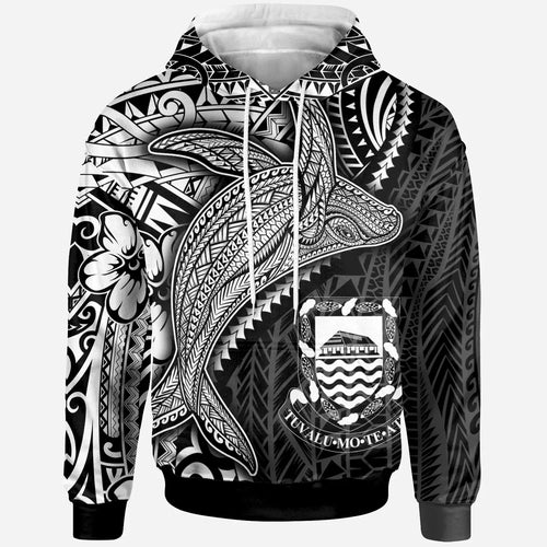 Tuvalu Hoodie - Humpback Whale & Coat of Arms White