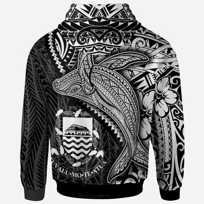 Tuvalu Hoodie - Humpback Whale & Coat of Arms White