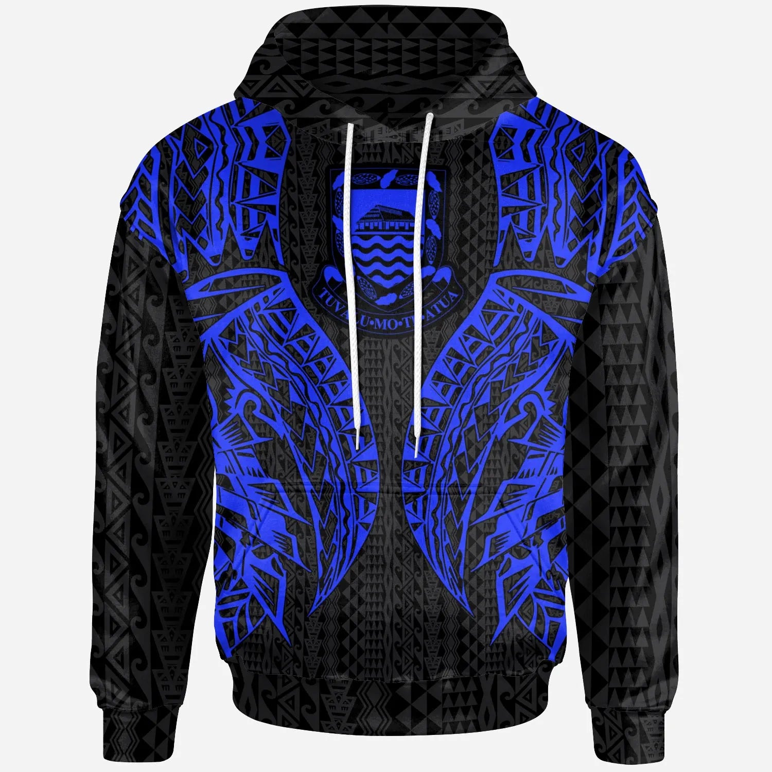 Tuvalu Hoodie - Polynesian Lion Head Blue Style