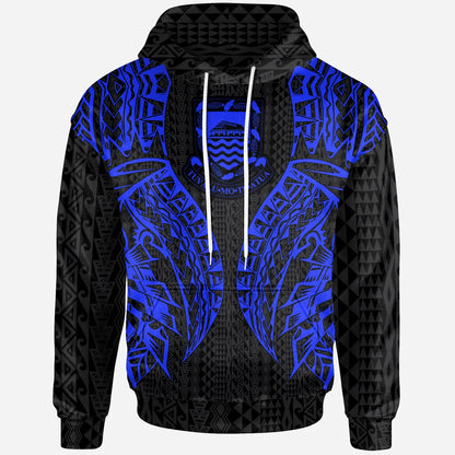 Tuvalu Hoodie - Polynesian Lion Head Blue Style