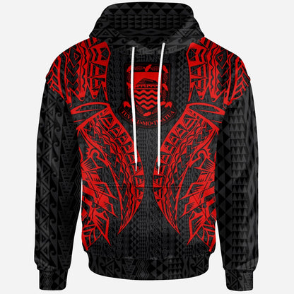 Tuvalu Hoodie - Polynesian Lion Head Red Style
