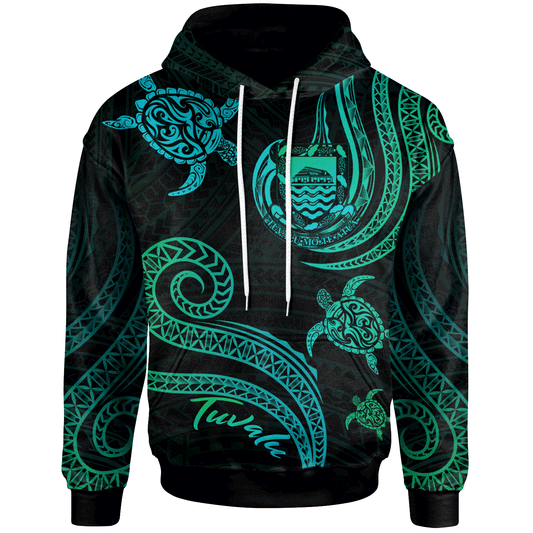 Tuvalu Hoodie - Polynesian Turtle With Pattern