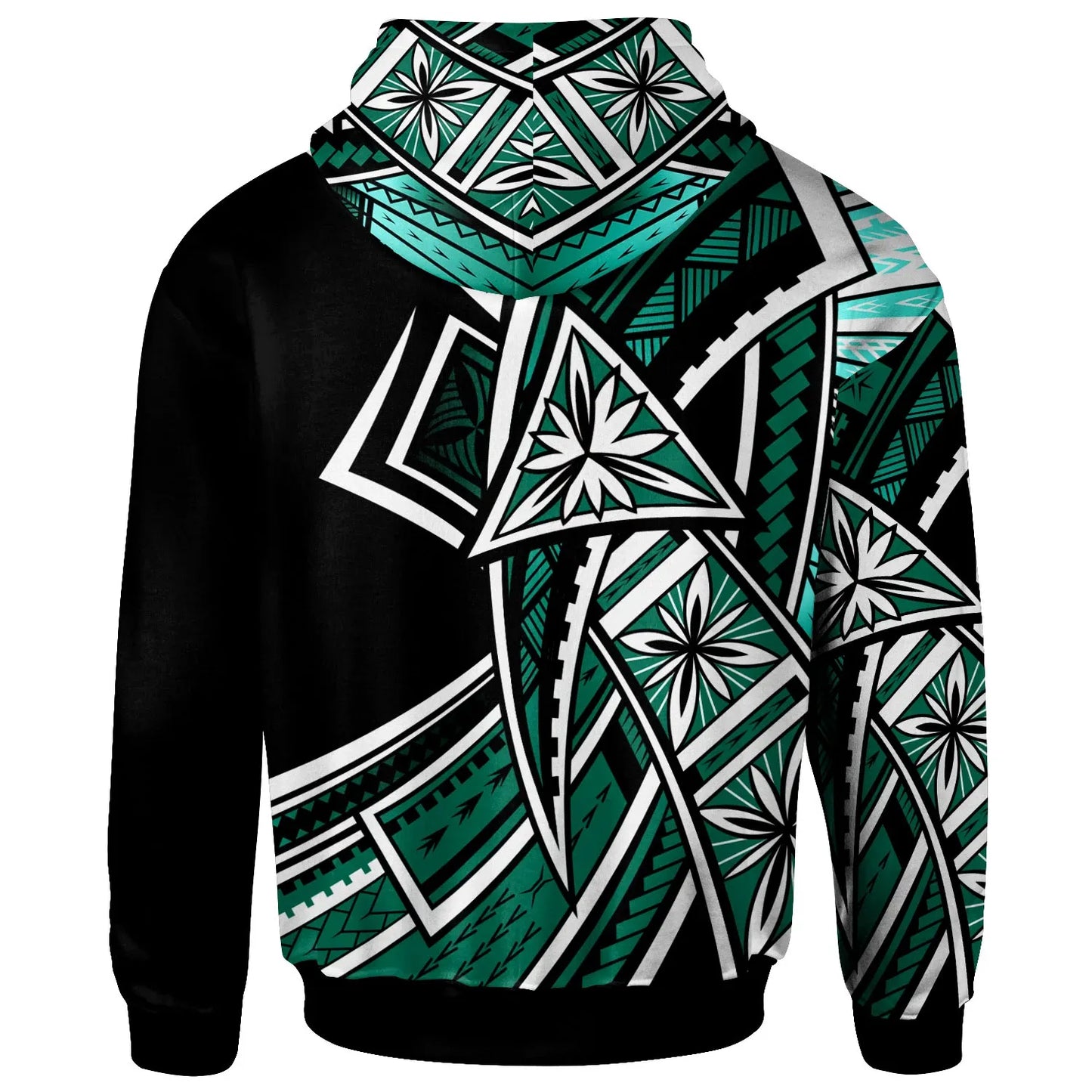 Tuvalu Hoodie - Tribal Flower Special Pattern Green Color