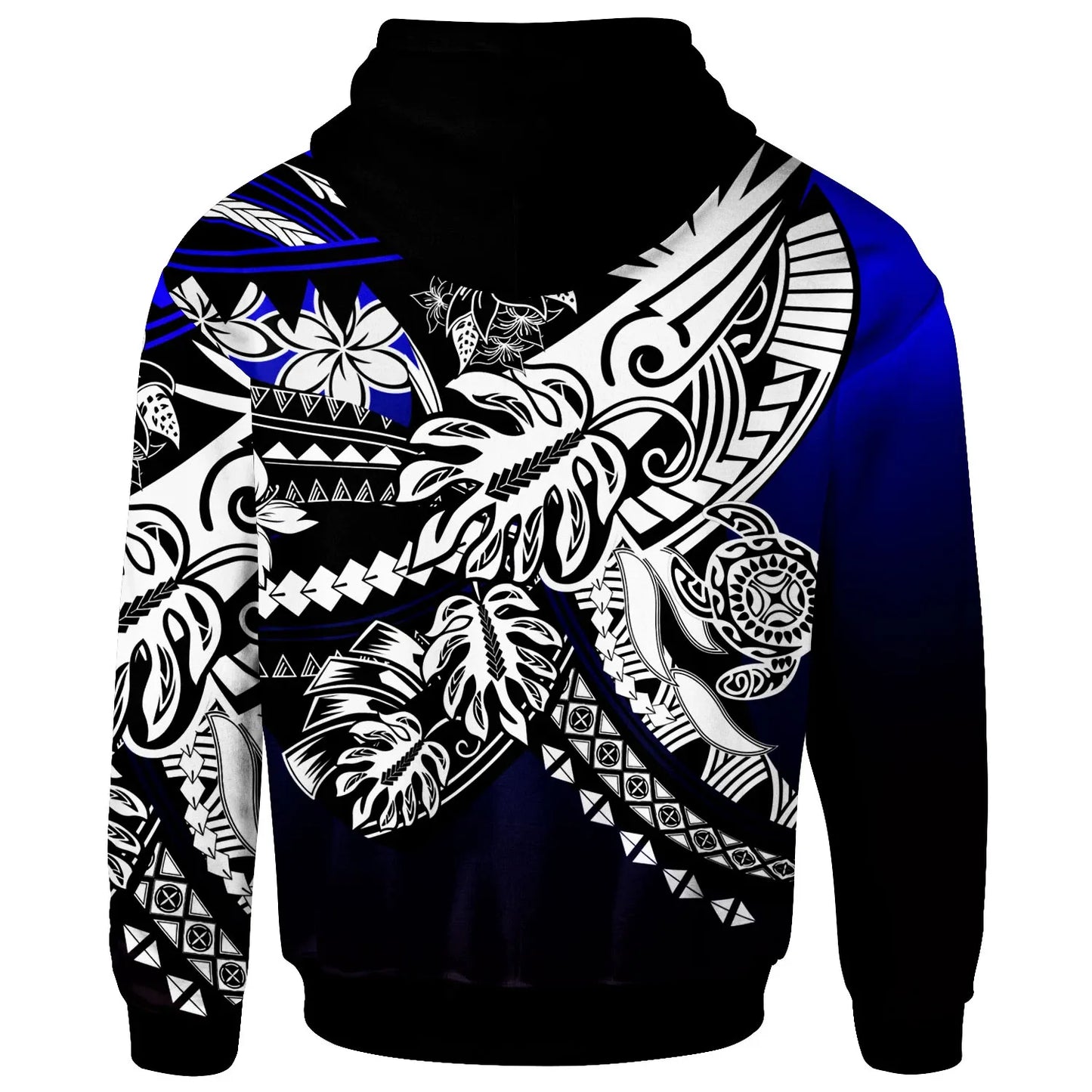 Tuvalu Hoodie - Tribal Jungle Pattern Blue Color