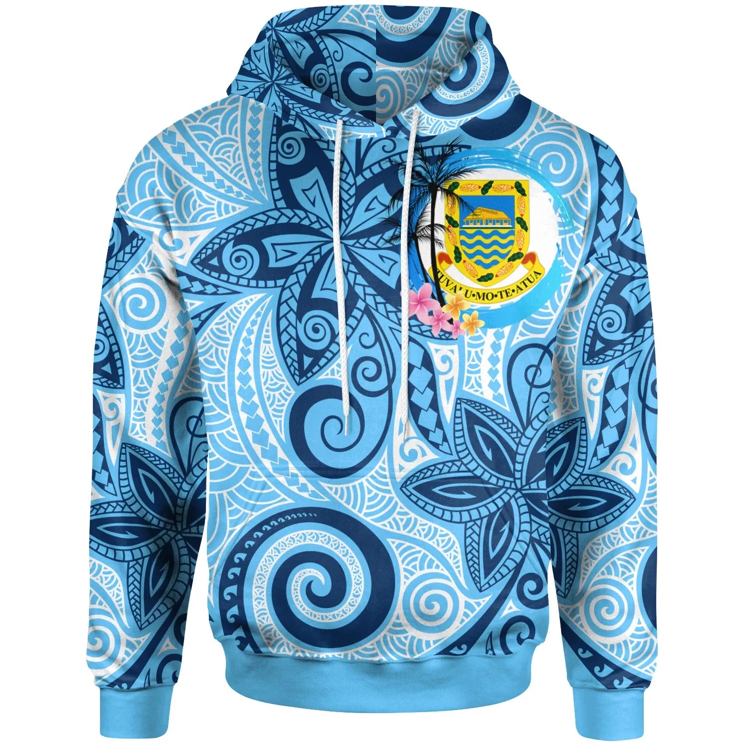 Tuvalu Hoodie - Tribal Plumeria Pattern