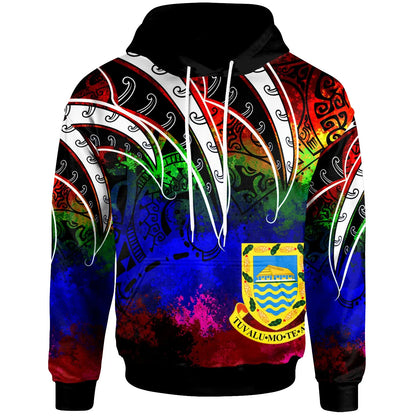 Tuvalu Hoodie - Tropical Leaf Rainbow Color