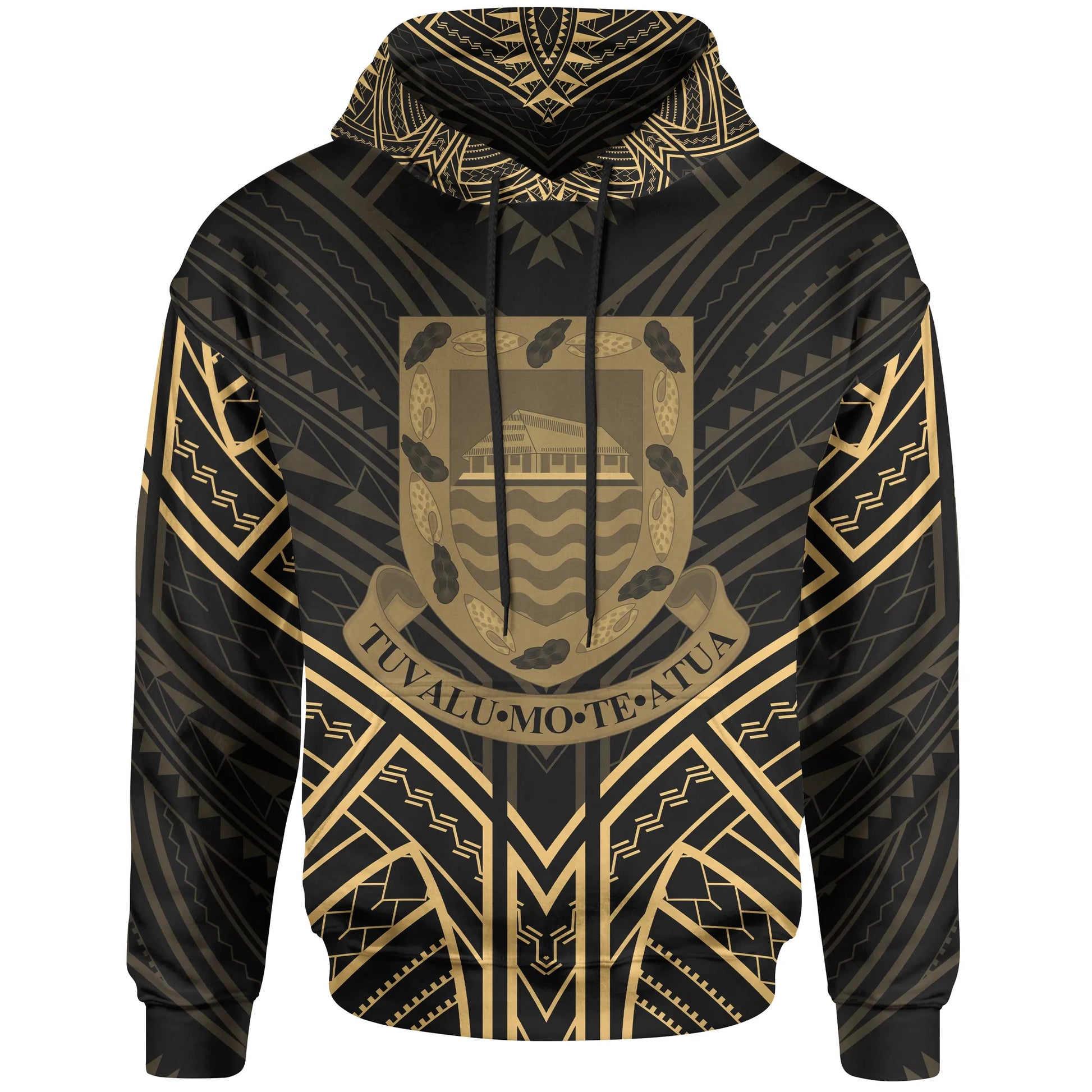 Tuvalu Hoodie - Tuvalu Seal Gold Tribal Patterns