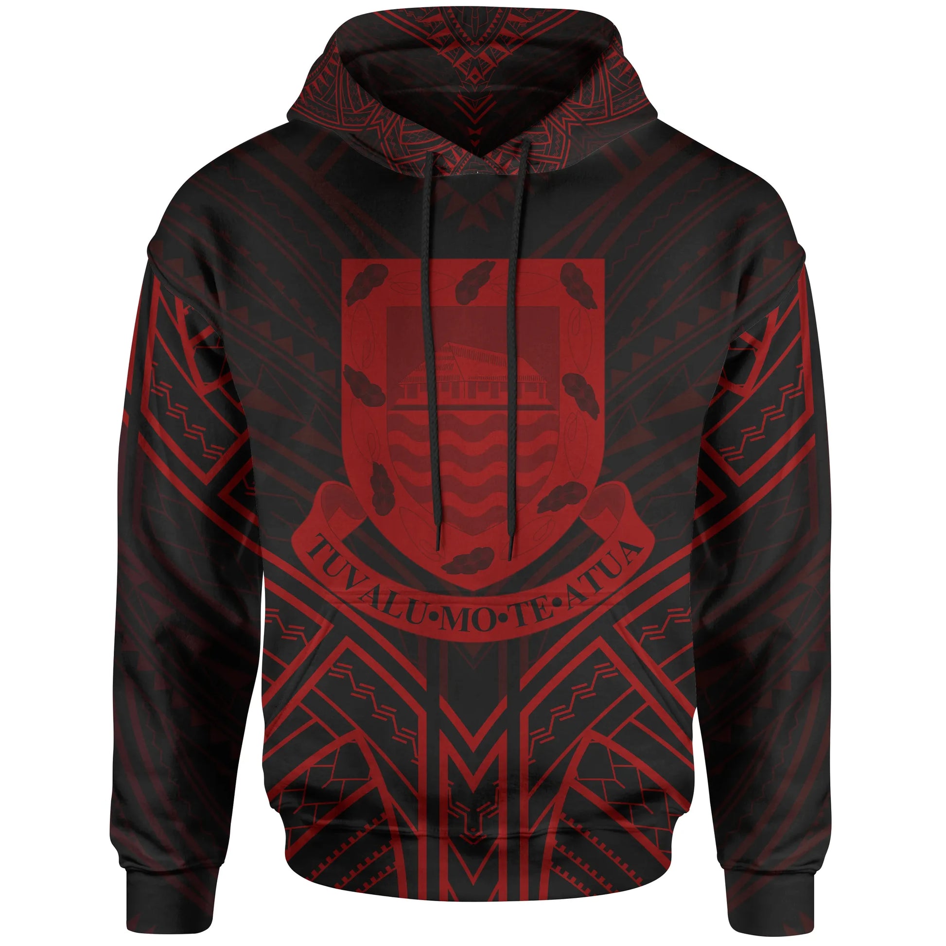 Tuvalu Hoodie - Tuvalu Seal Red Tribal Patterns