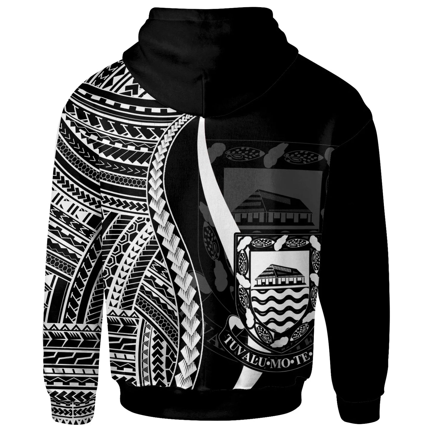 Tuvalu Hoodie White - Tentacle Tribal Pattern