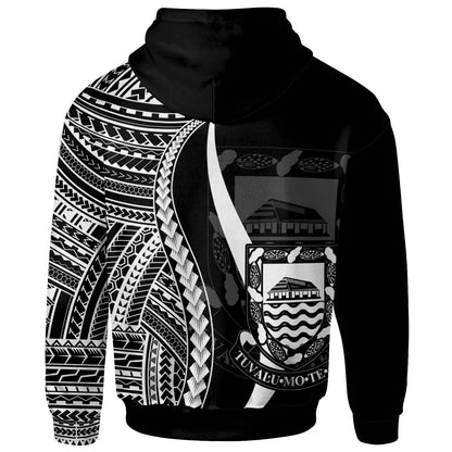 Tuvalu Hoodie White - Tentacle Tribal Pattern