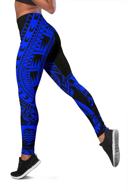 Tuvalu Legging Polynesian Pattern Blue