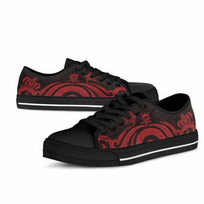 Tuvalu Low Top Canvas Shoes - Red Tentacle Turtle