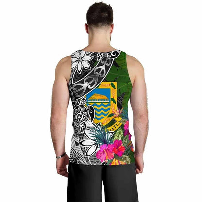 Tuvalu Men Tank Top - Turtle Plumeria Banana Leaf