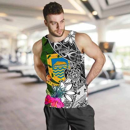 Tuvalu Men Tank Top - Turtle Plumeria Banana Leaf