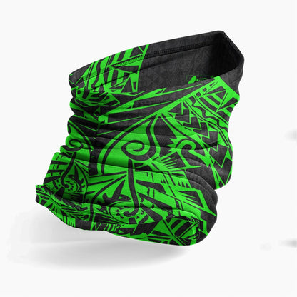 Tuvalu Neck Gaiter - Polynesian Pattern Green