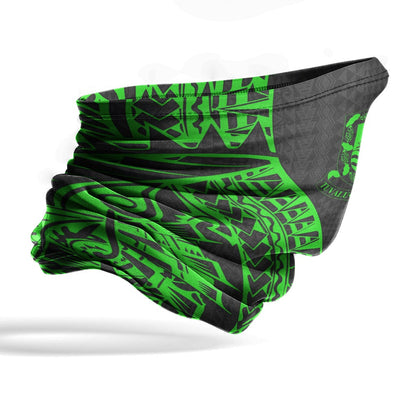 Tuvalu Neck Gaiter - Polynesian Pattern Green