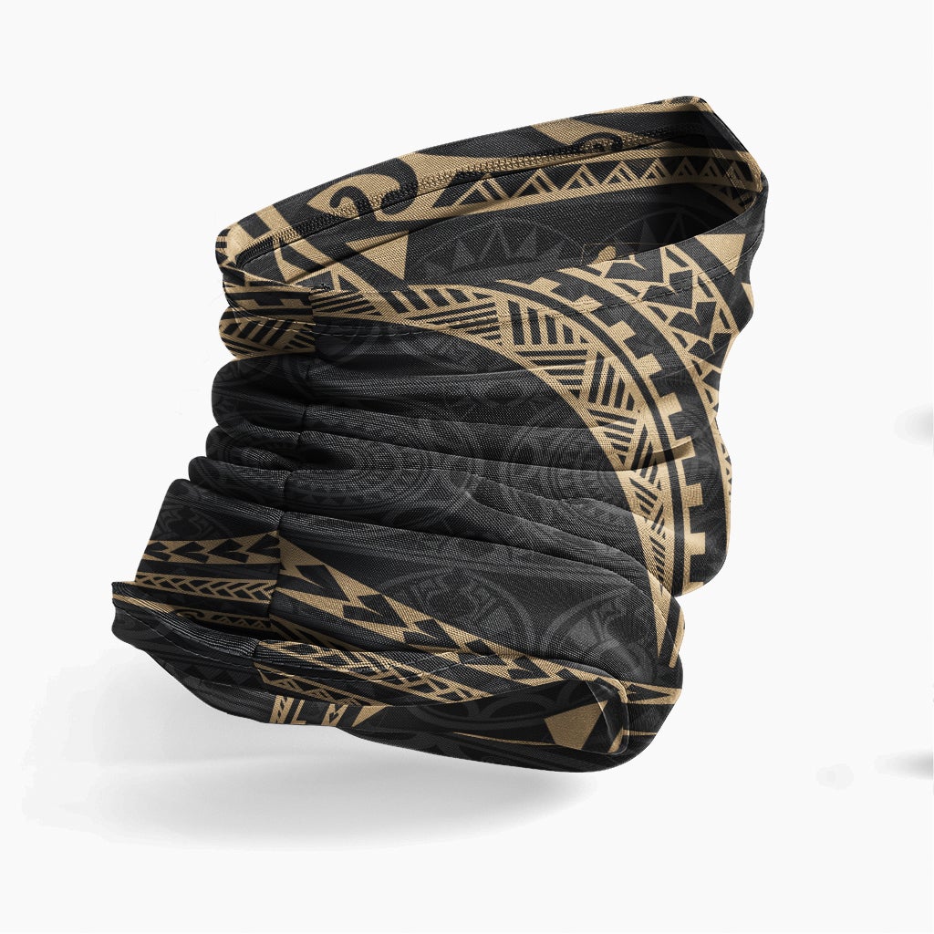 Tuvalu Neck Gaiter - Tribal Pattern Gold
