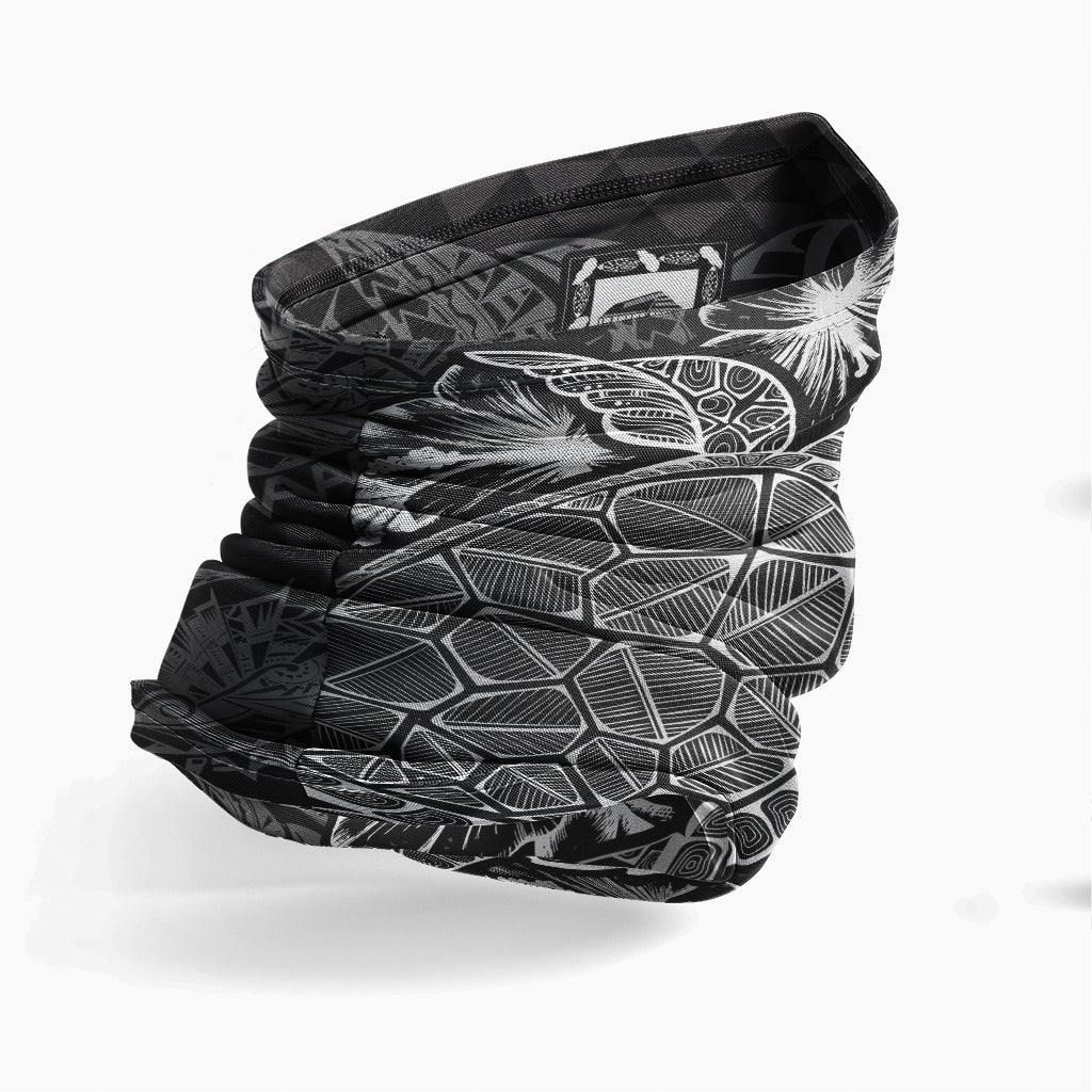Tuvalu Neck Gaiter - Turtle Hibiscus Black