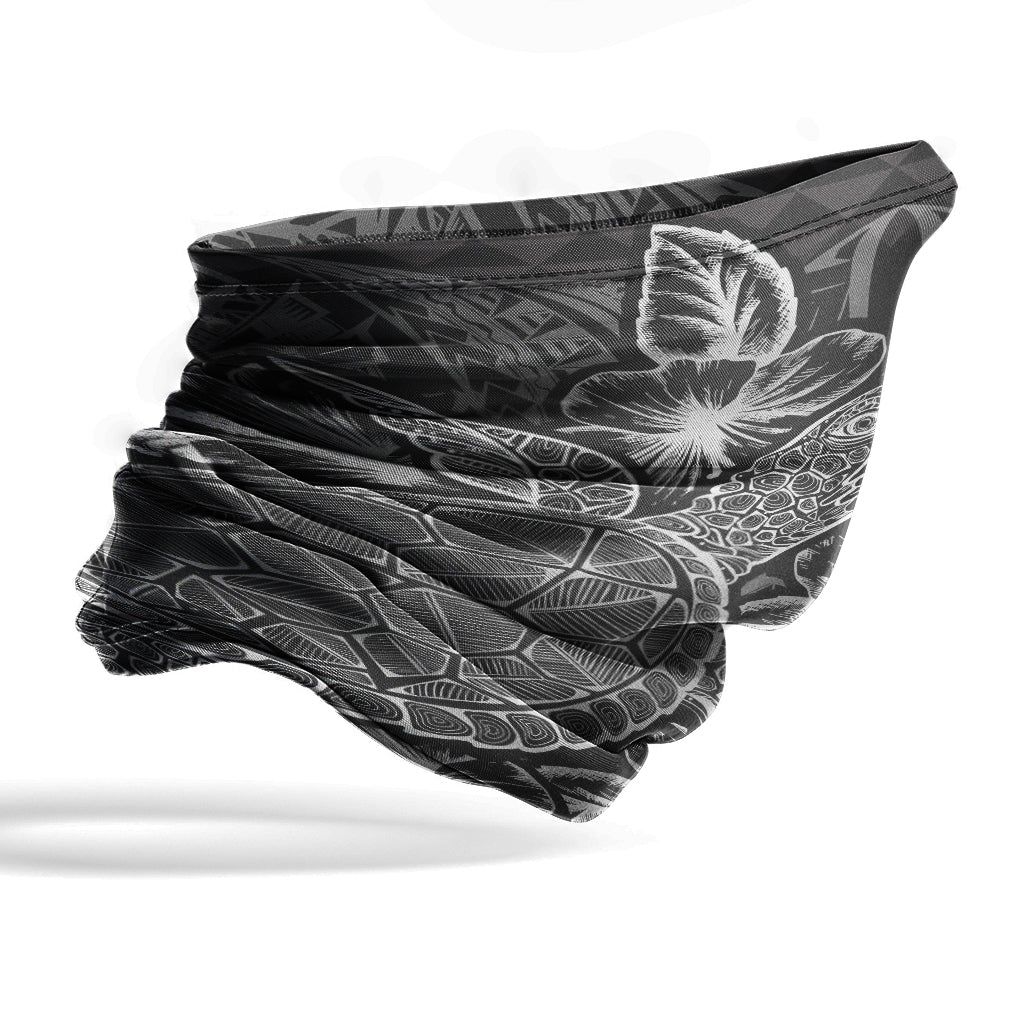 Tuvalu Neck Gaiter - Turtle Hibiscus Black