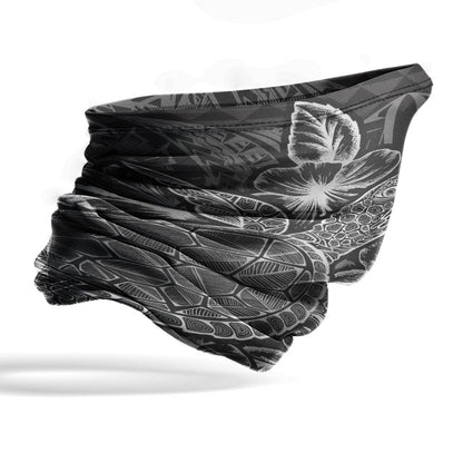 Tuvalu Neck Gaiter - Turtle Hibiscus Black
