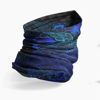 Tuvalu Neck Gaiter - Turtle Hibiscus Blue