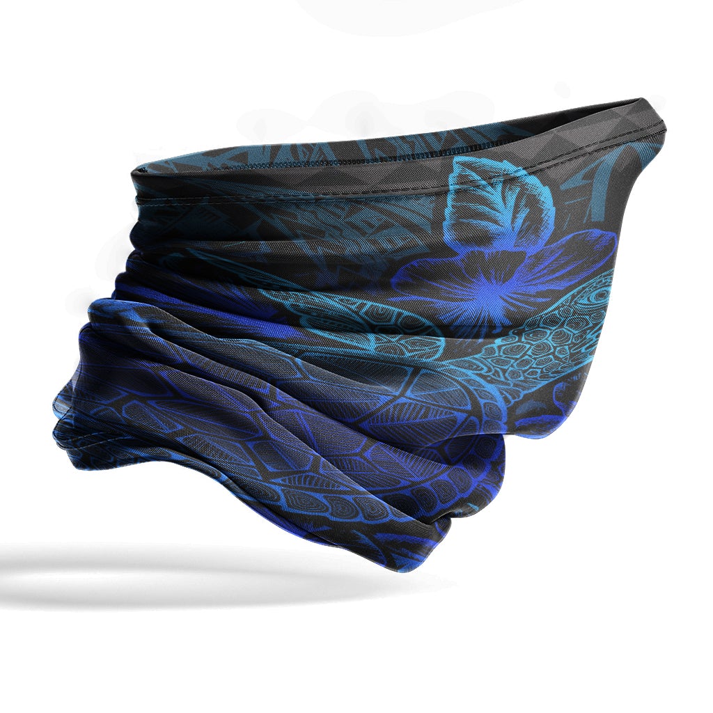 Tuvalu Neck Gaiter - Turtle Hibiscus Blue