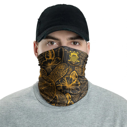 Tuvalu Neck Gaiter - Turtle Hibiscus Gold