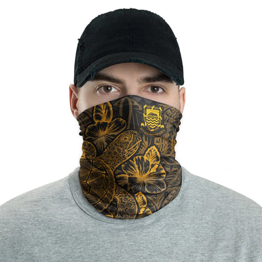 Tuvalu Neck Gaiter - Turtle Hibiscus Gold