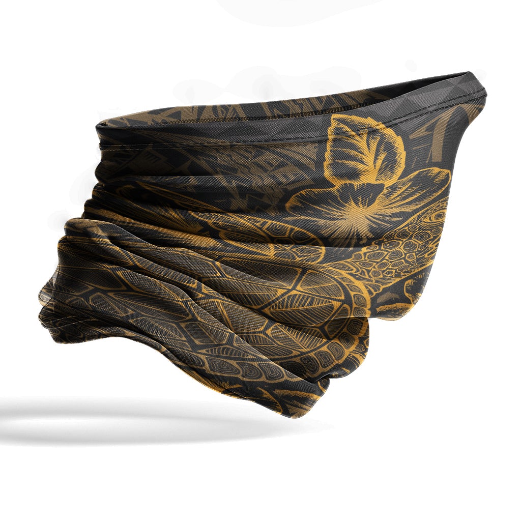 Tuvalu Neck Gaiter - Turtle Hibiscus Gold