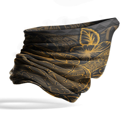 Tuvalu Neck Gaiter - Turtle Hibiscus Gold