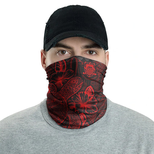 Tuvalu Neck Gaiter - Turtle Hibiscus Red