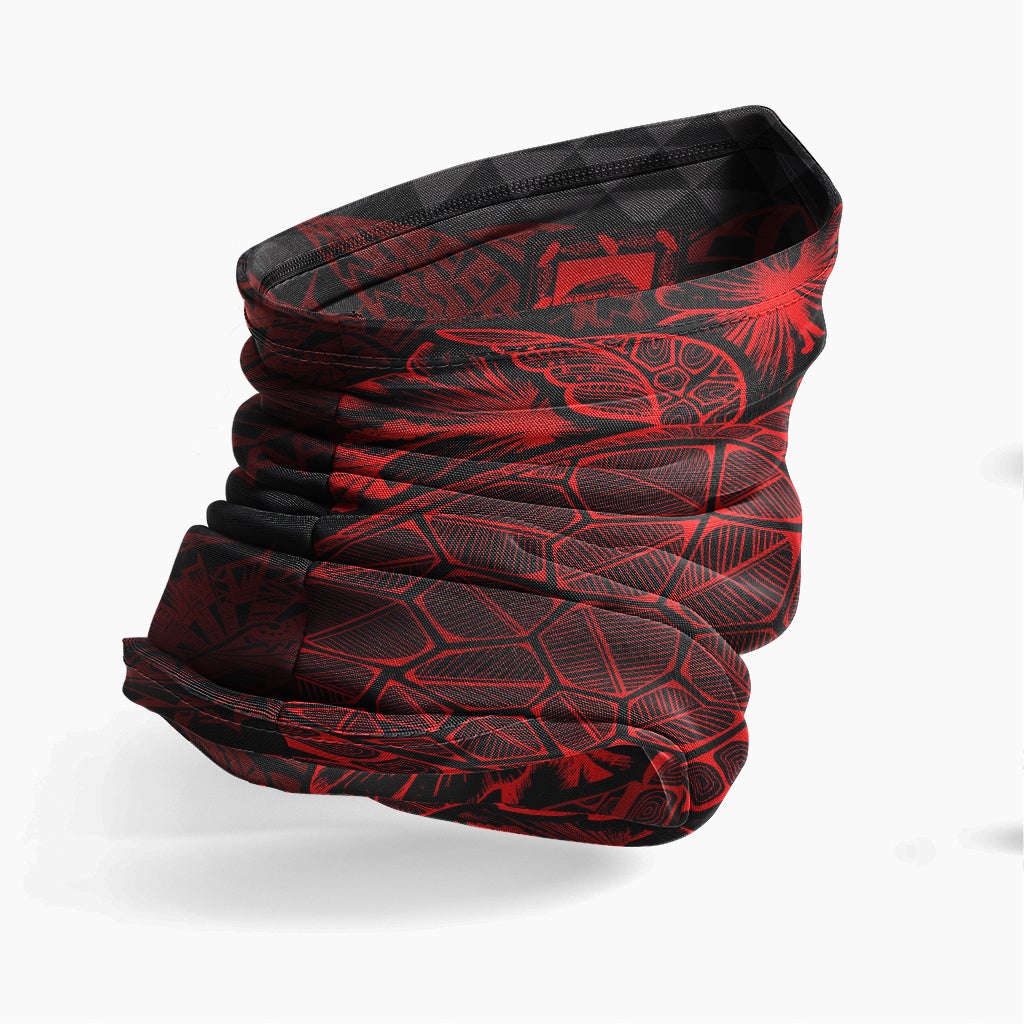 Tuvalu Neck Gaiter - Turtle Hibiscus Red