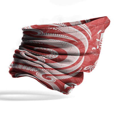 Tuvalu Neck Gaiter - Turtle Tentacle White Red