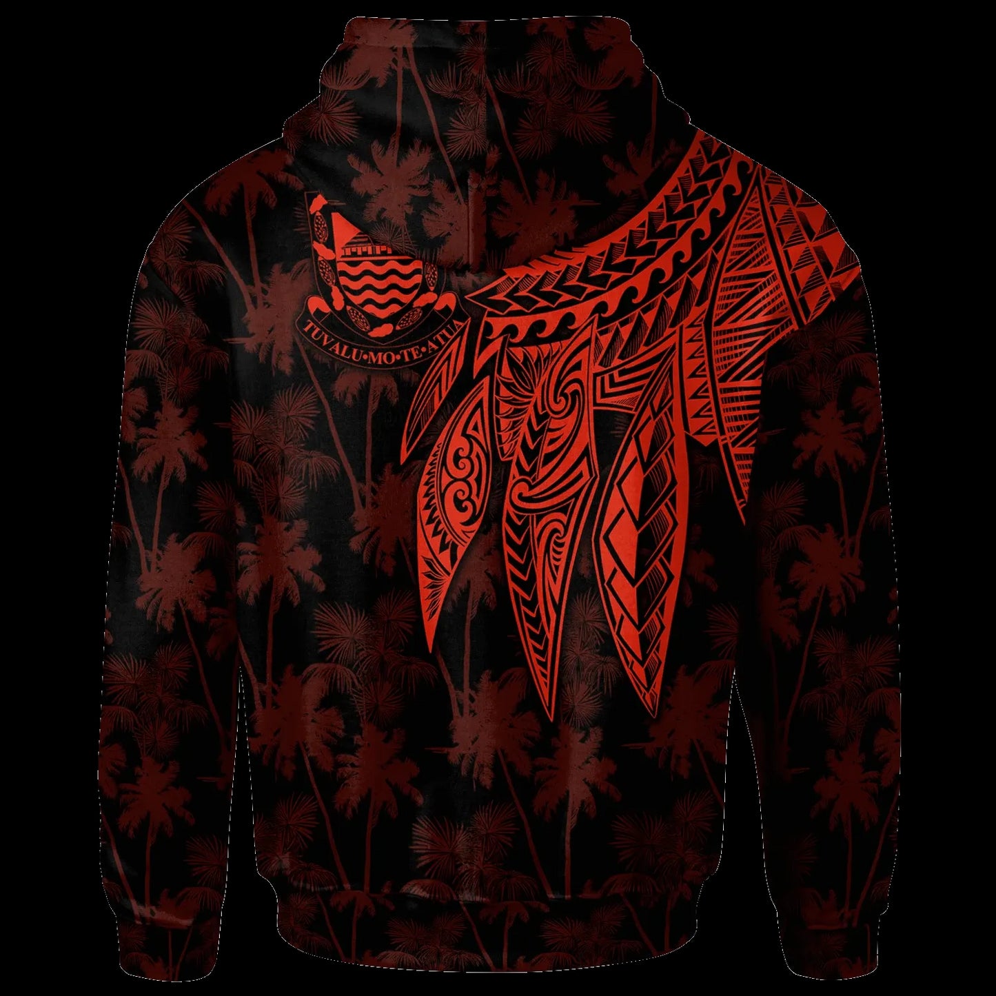 Tuvalu Personalised Hoodie - Polynesian Wings (Red)
