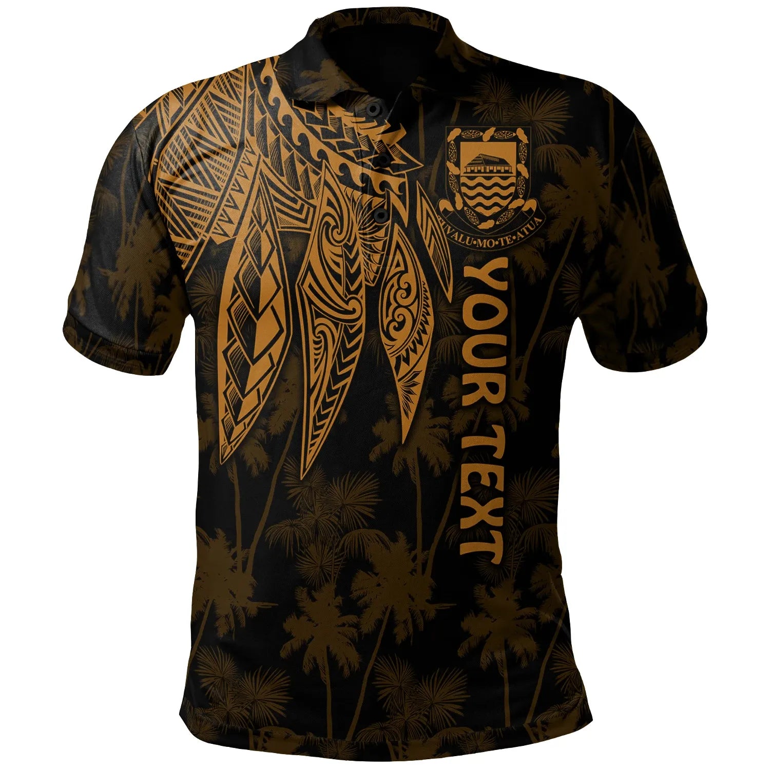 Tuvalu Personalised Polo - Polynesian Wings (Golden)