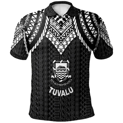 Tuvalu Polo Shirt - Polynesian Armor Style Black