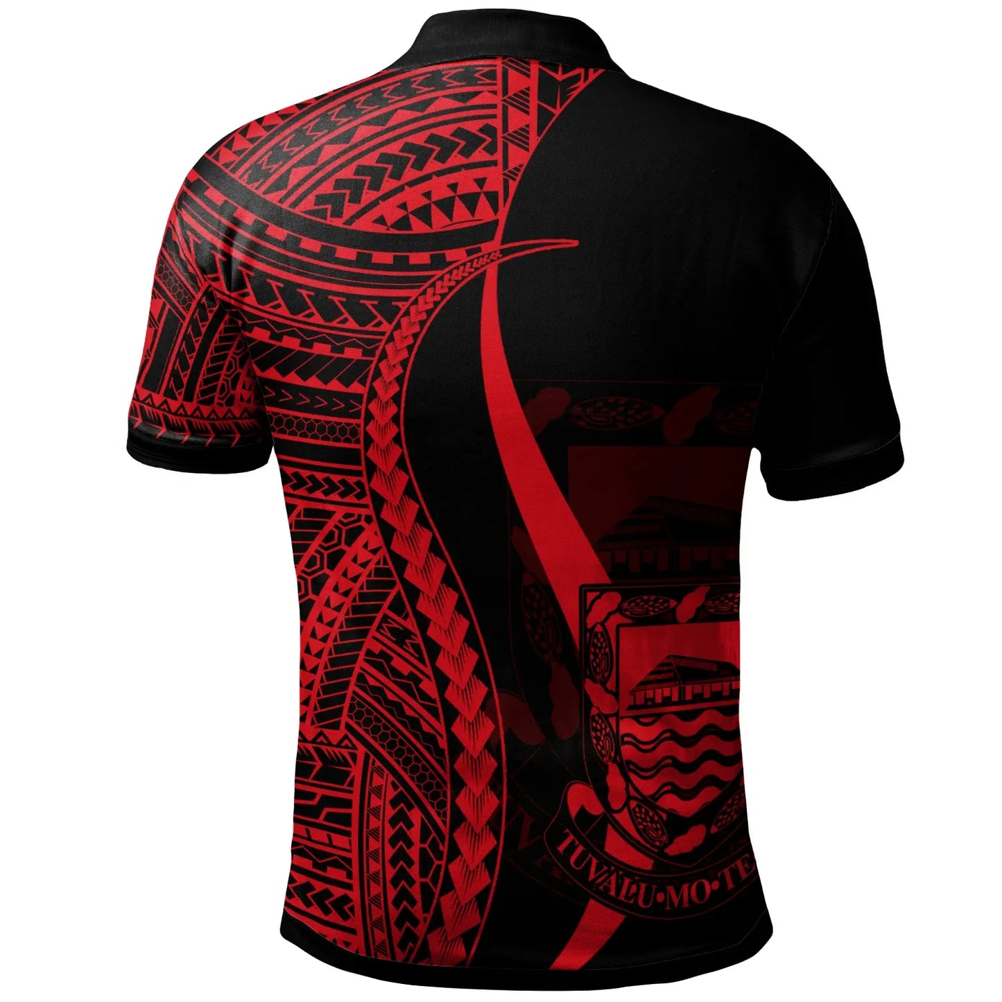 Tuvalu Polo Shirt Red - Polynesian Tentacle Tribal Pattern