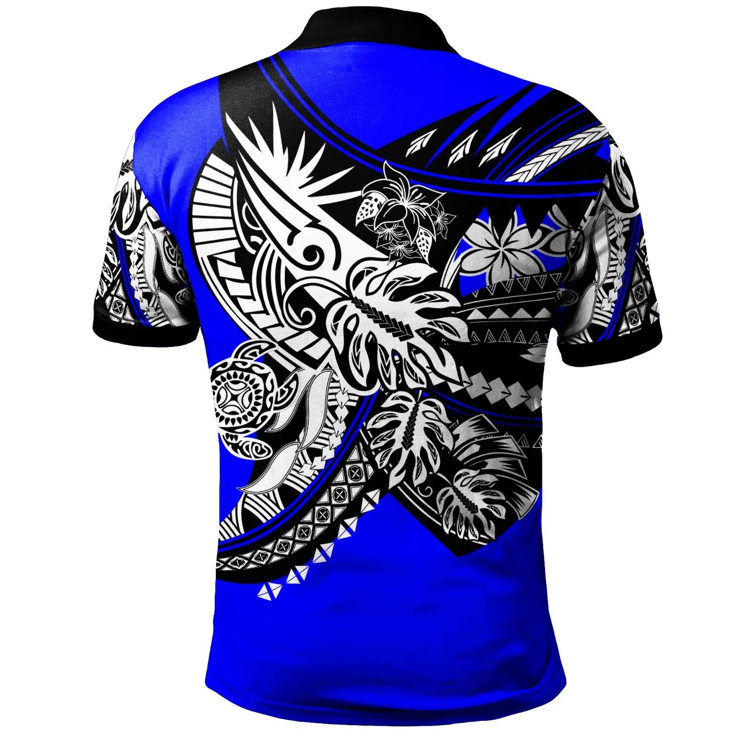Tuvalu Polo Shirt - Tribal Jungle Blue Pattern