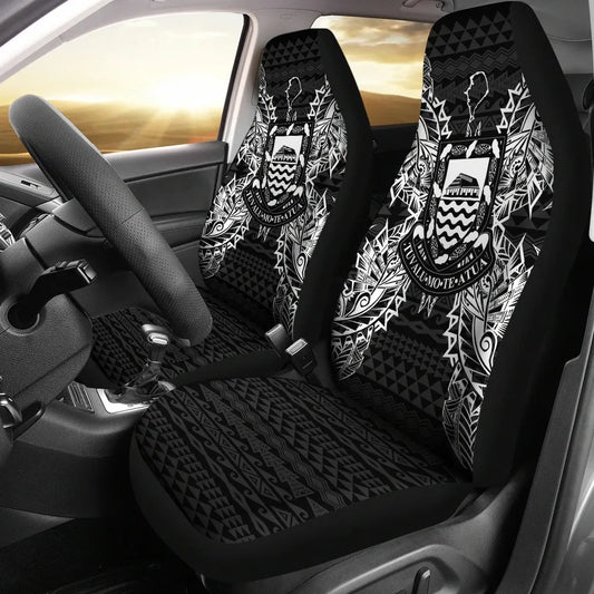 Tuvalu Car Seat Cover - Tuvalu Coat Of Arms Map Black