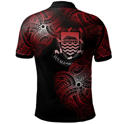 Tuvalu Polynesia Custom Personalized Polo Shirt - Tuvalu Tribal Flower Red