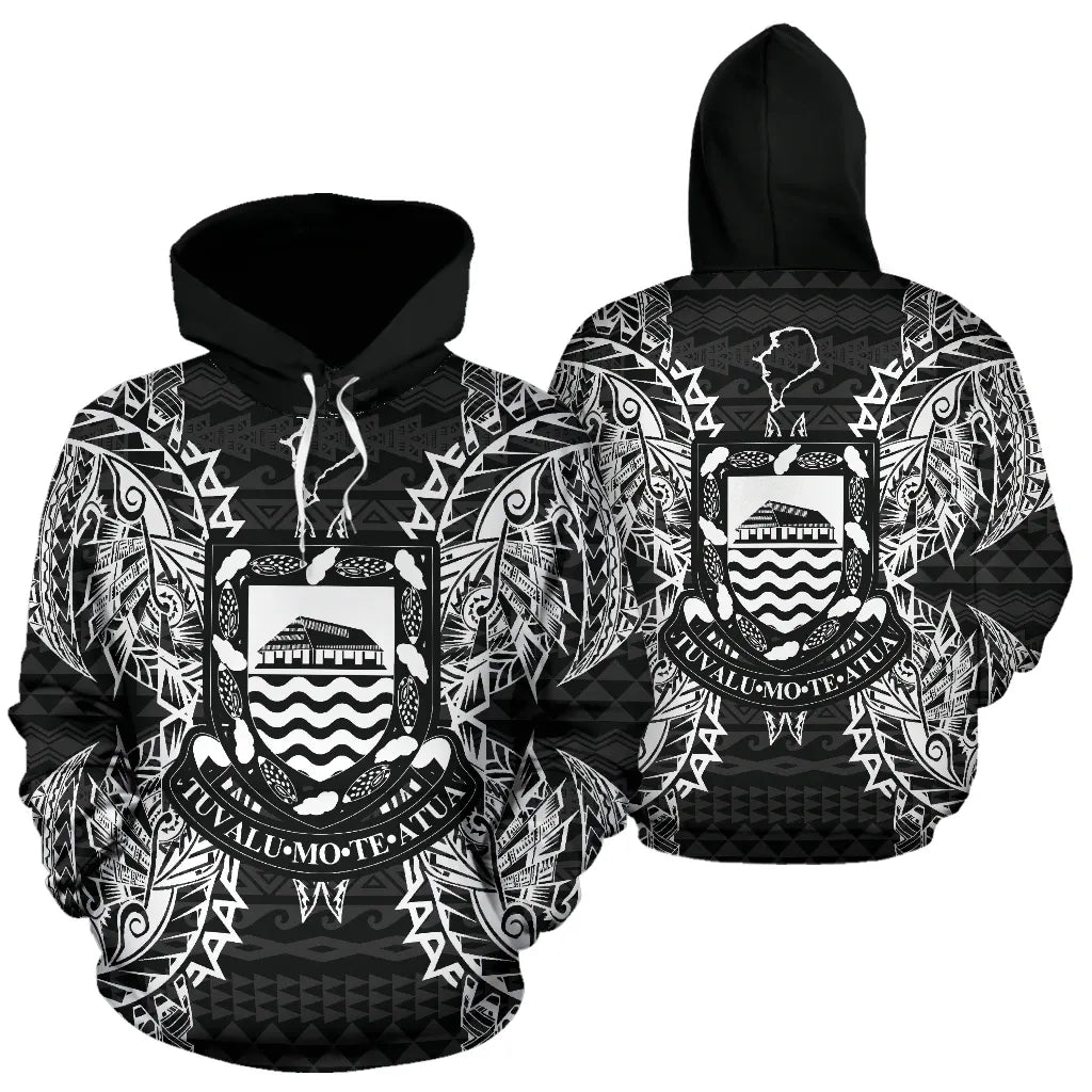 Tuvalu Polynesian ll Over Hoodie Map Black
