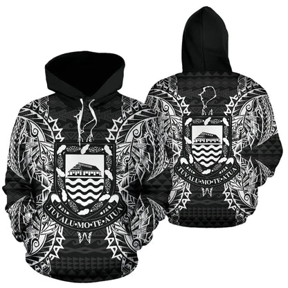 Tuvalu Polynesian ll Over Hoodie Map Black