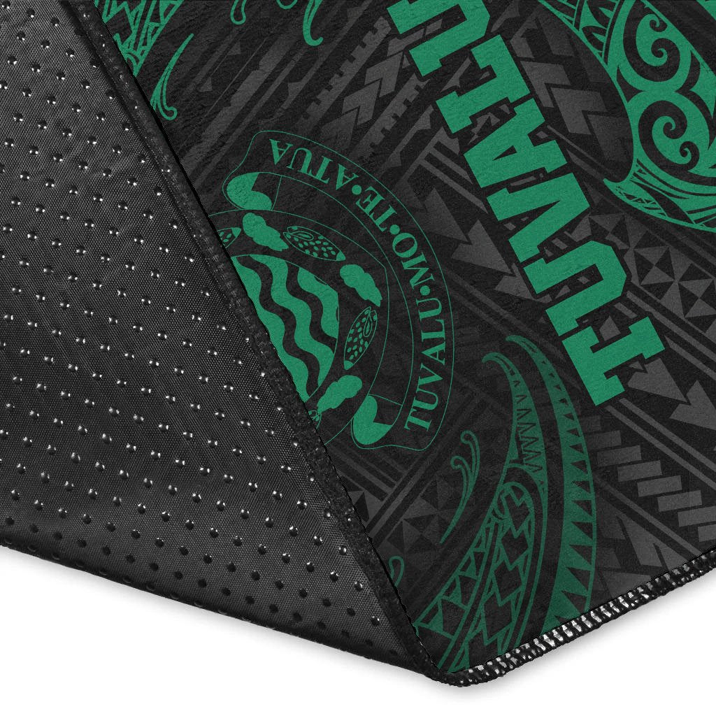 Tuvalu Polynesian Area Rug - Green Tribal Wave