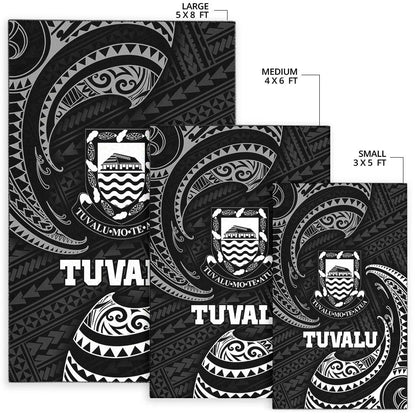 Tuvalu Polynesian Area Rug - White Tribal Wave