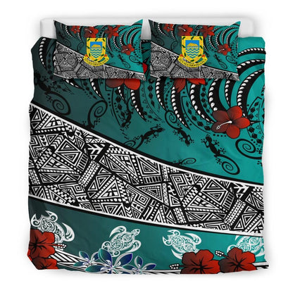 Tuvalu Polynesian Bedding Set - Lizard And Turtle Green