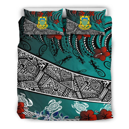 Tuvalu Polynesian Bedding Set - Lizard And Turtle Green
