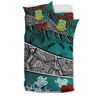 Tuvalu Polynesian Bedding Set - Lizard And Turtle Green